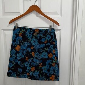 LOFT Blue and Orange Floral Mini Skirt